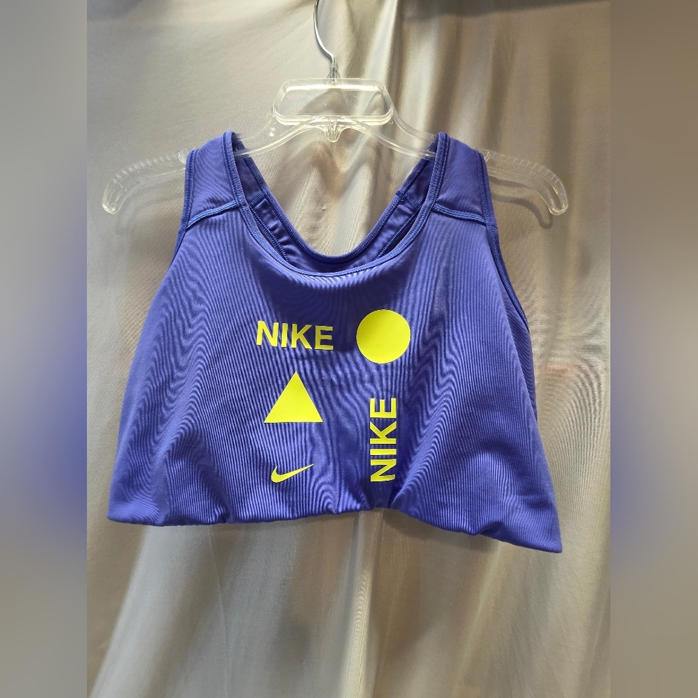 Nike Blue Sports Bra with Neon Yellow Accents